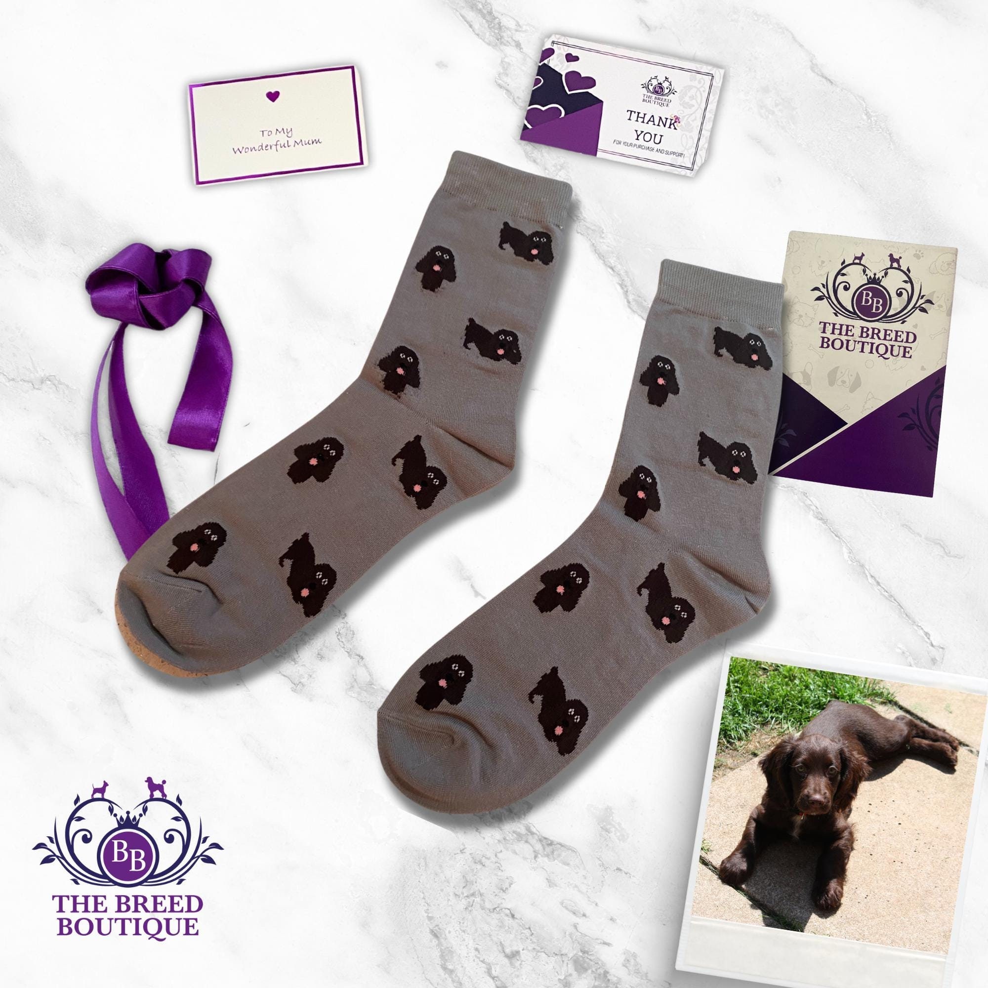 Liver Cocker Spaniel Socks Fun Chocolate Cocker Spaniel Dog Print Unisex Socks One Size Fit UK 5 - 11, EU 38 - 46, and US 7.5 - 12
