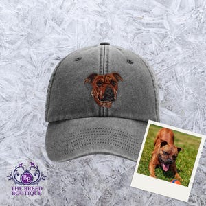 Red Staffordshire Bull Terrier Embroidered Baseball Cap 100% Heavy Washed Cotton Unisex Adult Fit 12 Colour Choices in a White Gift Box