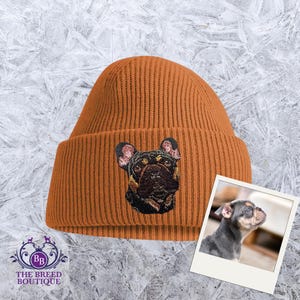 Brindle Whippet Recycled Beanie - Embroidered Eco Dog Hat - Unisex - Gift for Dog Lovers - Gift Boxed