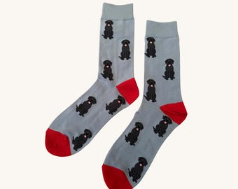 Black Labrador Grey Socks, Dog Lover Gift, Unisex Cotton Blend