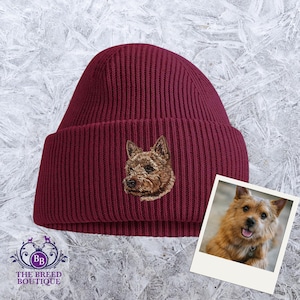 Norwich Terrier Embroidered Beanie: Unisex Fit, Gift Box