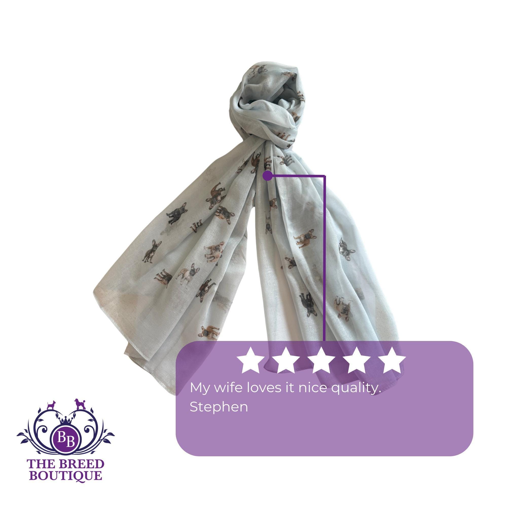 Lina & Lily Sciarpa Stola Donna con stampa Cani - Bulldog Francese (Beige