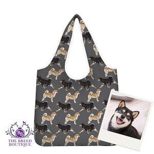 柴犬再利用可能なショッピングバッグ：折りたたみ式ポリエステルトートバッグ