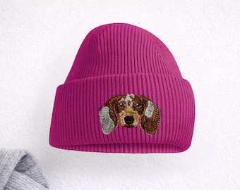 Dachshund Dapple Embroidered Beanie Unisex Dog Lover Hat with Gift Box