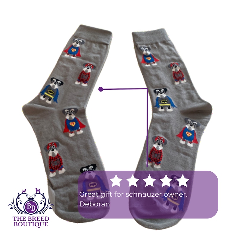 Schnauzer Superhero Fun Socken Unisex Einheitsgröße Fit UK 5 46, EU 38 46, US 7,5 12 Unleash Your Schnauzer Powers Bild 2