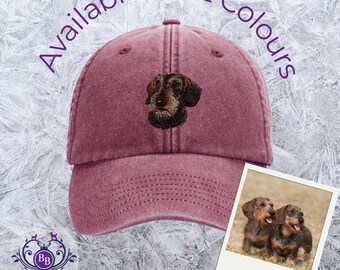 Men's Dachshund Love Embroidered Baseball Cap - Washed Cotton Dad Hat, Adjustable, Grey, Size 7 3/8