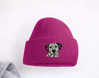 Dalmatian Embroidered Beanie, Unisex Dog Lover Hat with Gift Box