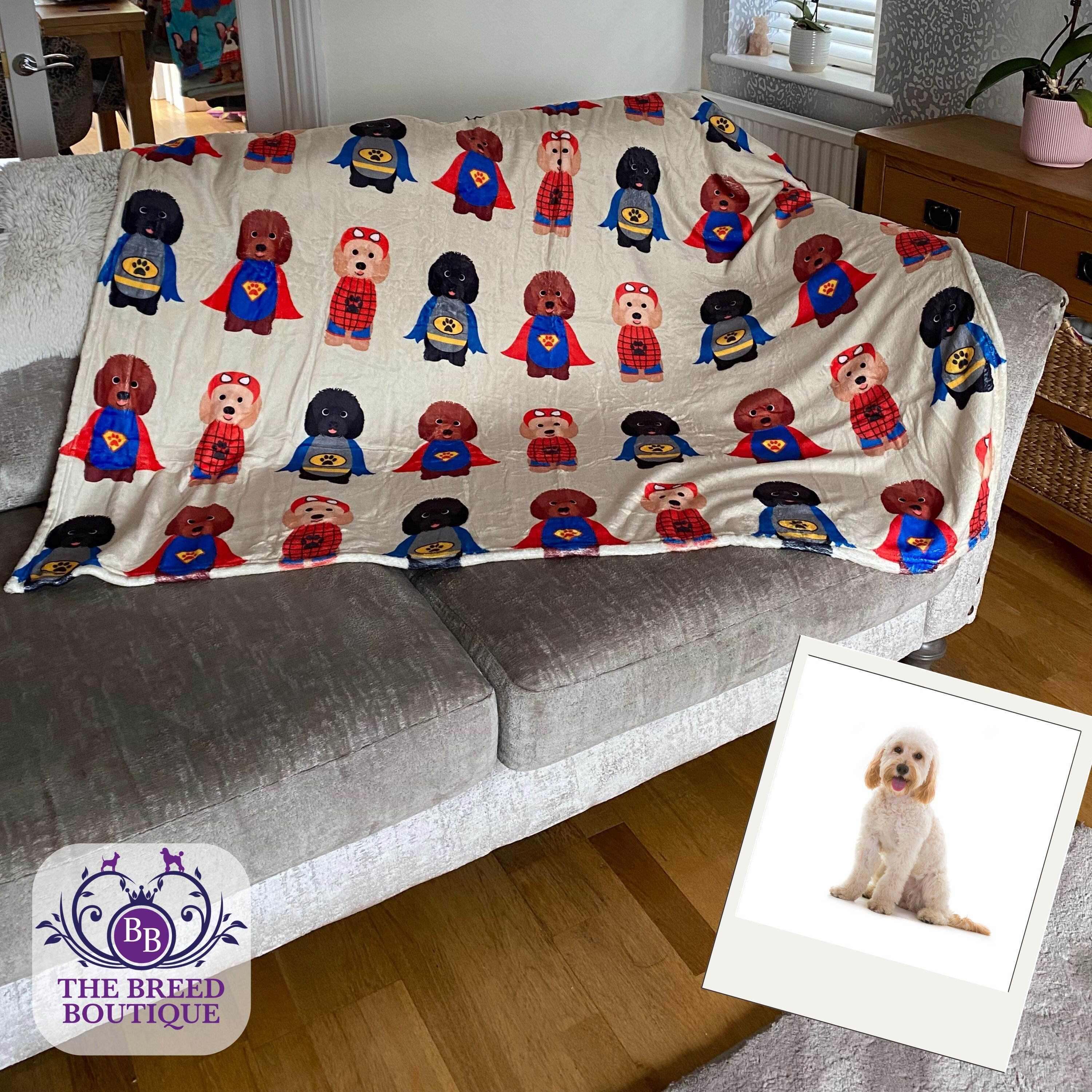 Cockapoo Blanket Cosy Soft Stylish and Unique Fun Cockapoo Superhero Blanket Gift Etsy Canada
