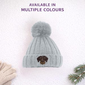 German Wirehaired Pointer Embroidered Pom Pom Beanie, Unisex Dog Lover Hat with Gift Box