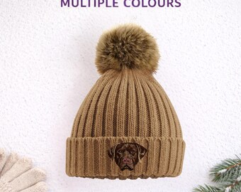 Labrador Chocolate Embroidered Beanie Unisex Dog Lover Hat with Gift Box