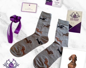 Dachshund Socks: Fun Unisex Dog Print Socks, One Size Fit