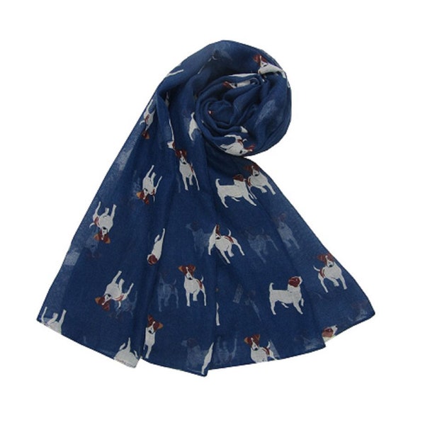 Jack Russell Terrier Dog Print Ladies Scarf Available in 6 Colours