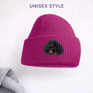 Bonnet brodé noir Cockapoo : polyester recyclé, coupe unisexe