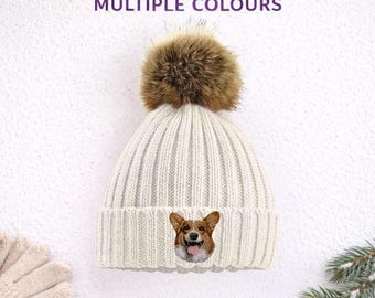 Corgi Embroidered Beanie Unisex Dog Lover Hat with Gift Box
