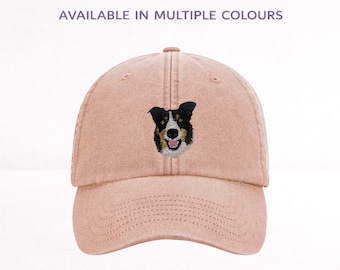 Gorra de béisbol bordada tricolor Border Collie - Algodón lavado