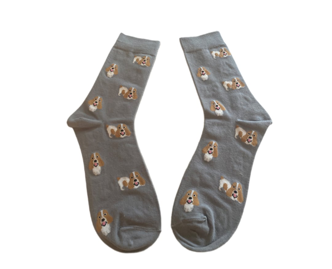 Orange & White Cocker Spaniel Socks Fun Cocker Dog Print Socks Etsy