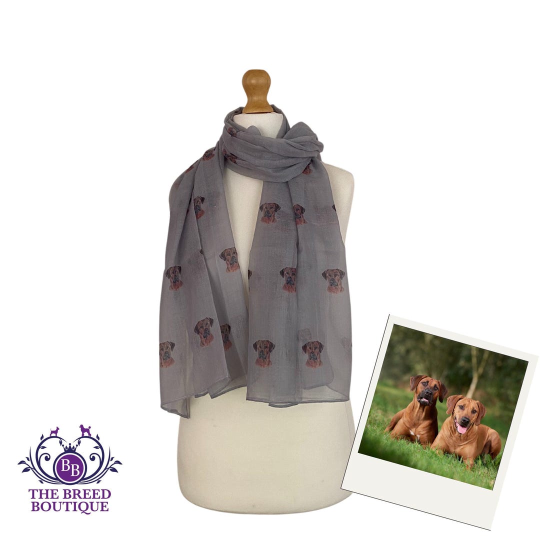 Rhodesian Ridgeback Dog Print Scarf: Cream & Grey Viscose Shawl - Etsy