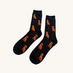 Fox Red Labrador Black Socks, Dog Lover Gift, Unisex Cotton Blend