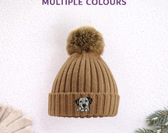 Dalmatian Embroidered Beanie, Unisex Dog Lover Hat with Gift Box