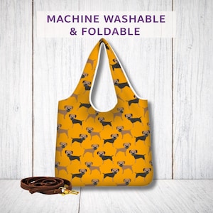 Border Terrier Foldaway Shopping Bag Reusable Dog Tote Lightweight Washable Shopper Gift