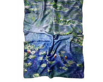 Foulard en soie à imprimé nénuphars Claude Monet
