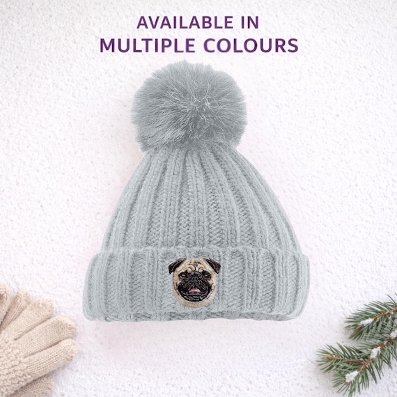 Pugs Knit Beanie w/ Pom Pom (Unisex) Pug Life Pom-Pom Beanie main image 4