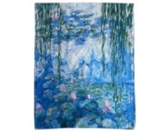 Monet Ninfee Pittura a olio Stampa Sciarpa di seta Scialle Avvolgente