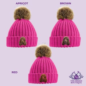 Embroidered Poodle Pom Pom Beanie: 6 Colours, Gift Box
