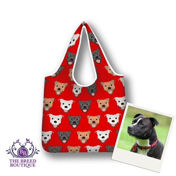 Staffordshire Bull Terrier Shopping Bag Foldable Reusable and Washable Fun Staffy Bag Etsy