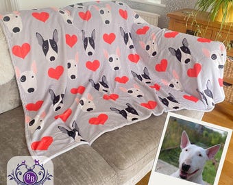 Manta de Bull Terrier: suave manta de poliéster con corazones