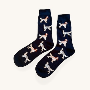 English Setter Dog Lover Gift Orange Belton Blue Belton Patterned Crew Socks