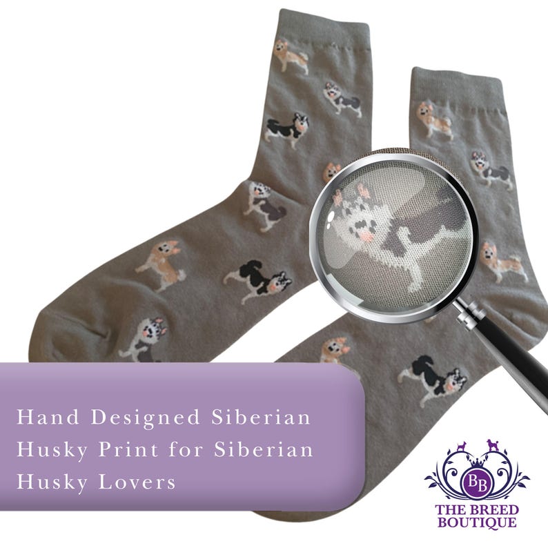 Siberian Husky Fun Print Socks: Unisex Dog Lover Gift image 3