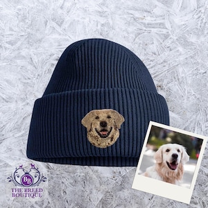 Golden Retriever Embroidered Beanie – 100% Recycled Polyester- Unisex - One Size Fit – 13 Colour Choices with Gift Box