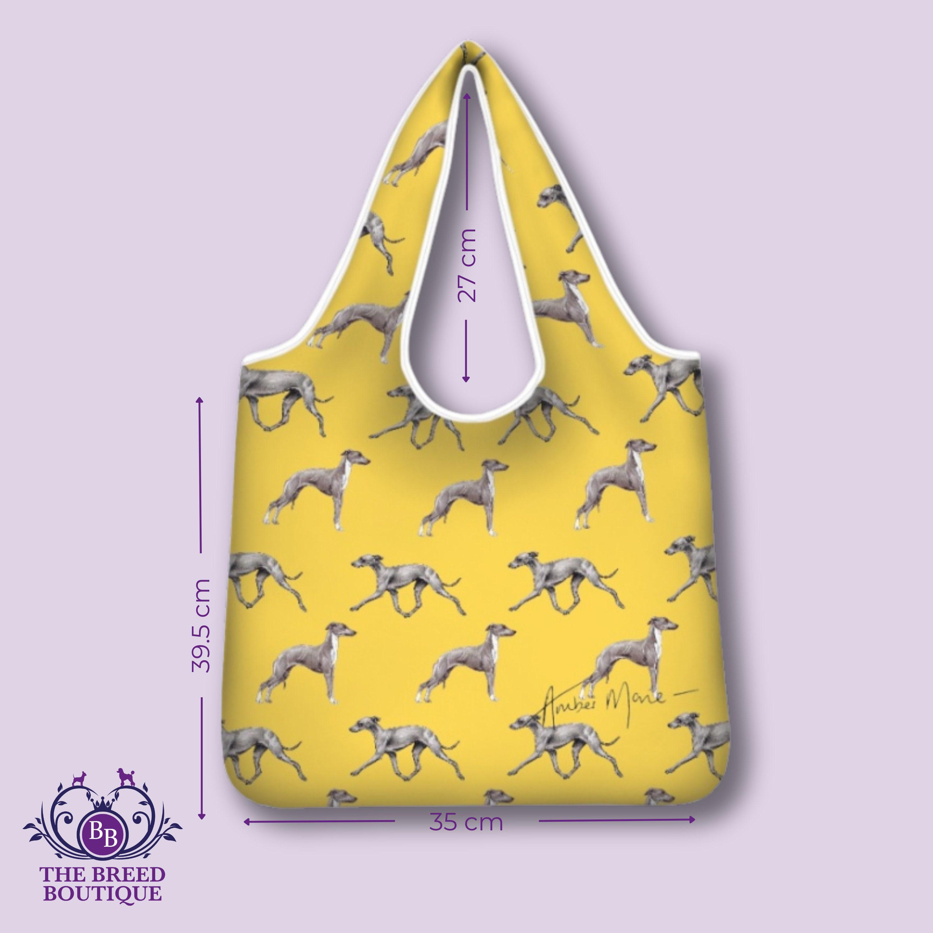 Borsa Tote Natalizia Con Levriero - 33x38 Cm, Borsa Della Spesa Riutilizzabile In Tela