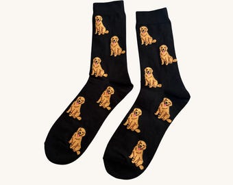 Golden Retriever Black Socks, Dog Lover Gift, Unisex Cotton Blend