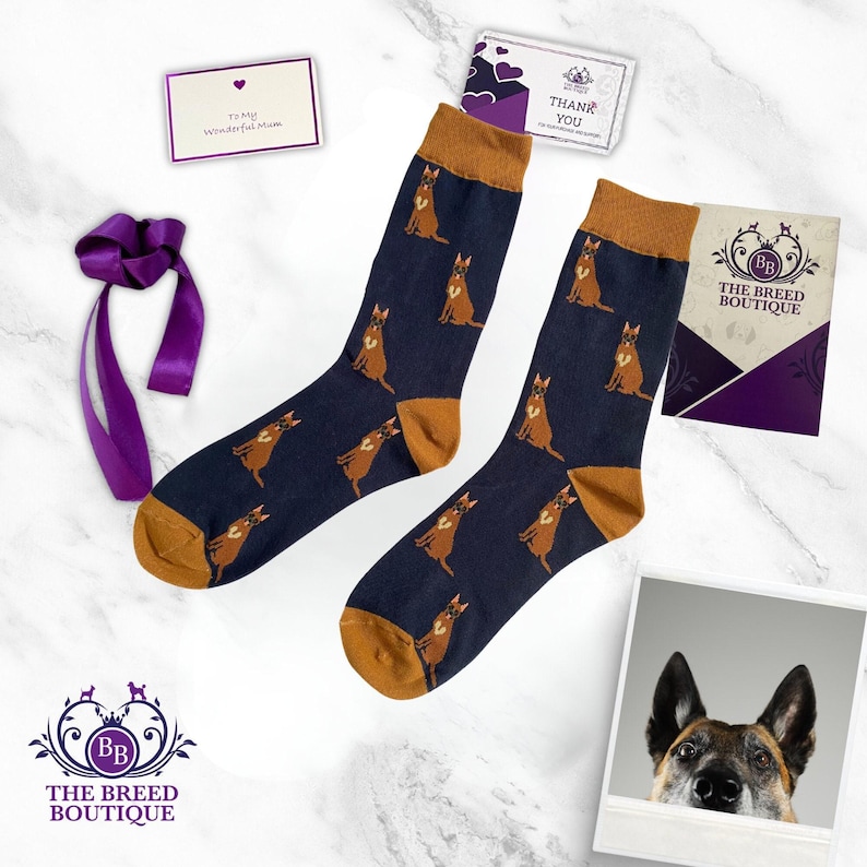 Belgian Malinois Dog Print Socks: Unisex One Size image 1