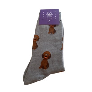 Cockapoo Socks Unisex One Size Fit UK 5 - 11, EU 38 - 46, US 7.5 - 12 Brown Chocolate Cockapoo Gift