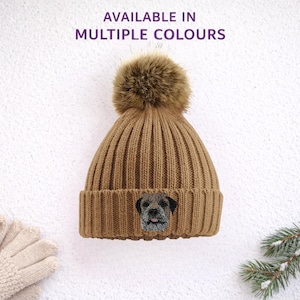 Border Terrier Beanie, Embroidered Dog Design, Unisex, Gift Box