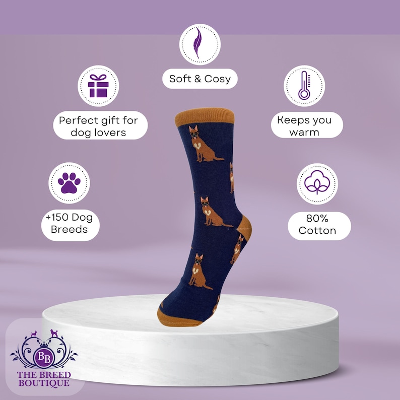 Belgian Malinois Dog Print Socks: Unisex One Size image 4
