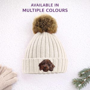 Gorro bordado marrón Cockapoo - Talla única para adultos - En caja de regalo