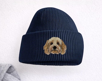 Cockapoo Embroidered Recycled Beanie, Unisex Dog Lover Hat with Gift Box