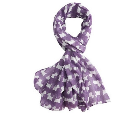 West Highland Terrier Scarf Ladies Dog Print Westie Shawl Wrap