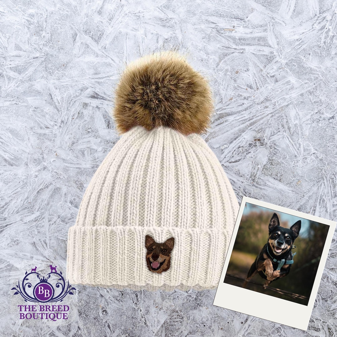 Lancashire Heeler Beanie: Embroidered Dog Breed Pom Pom Hat With