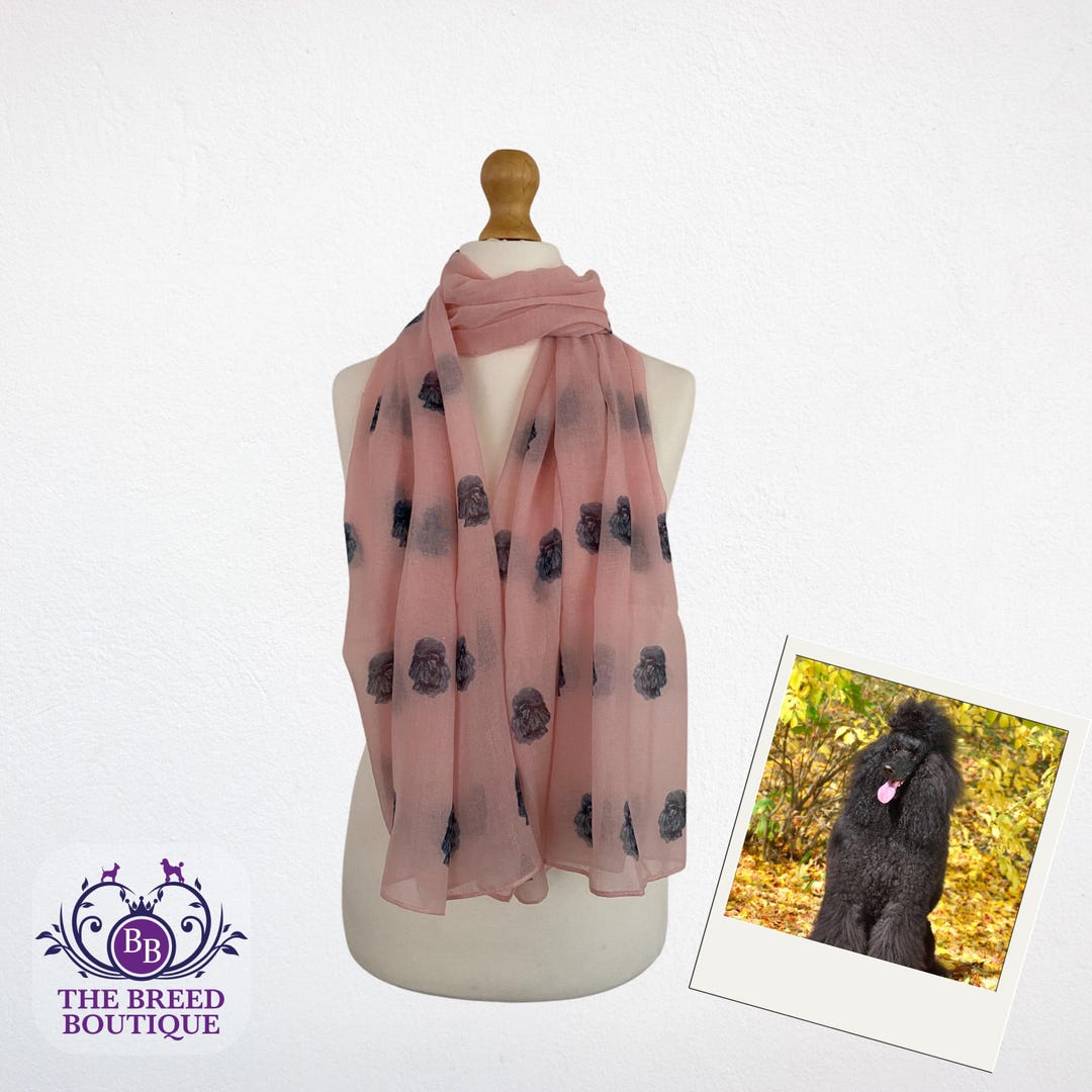 Black Poodle Scarf: Pink Soft Rectangle With Dog Print - Etsy
