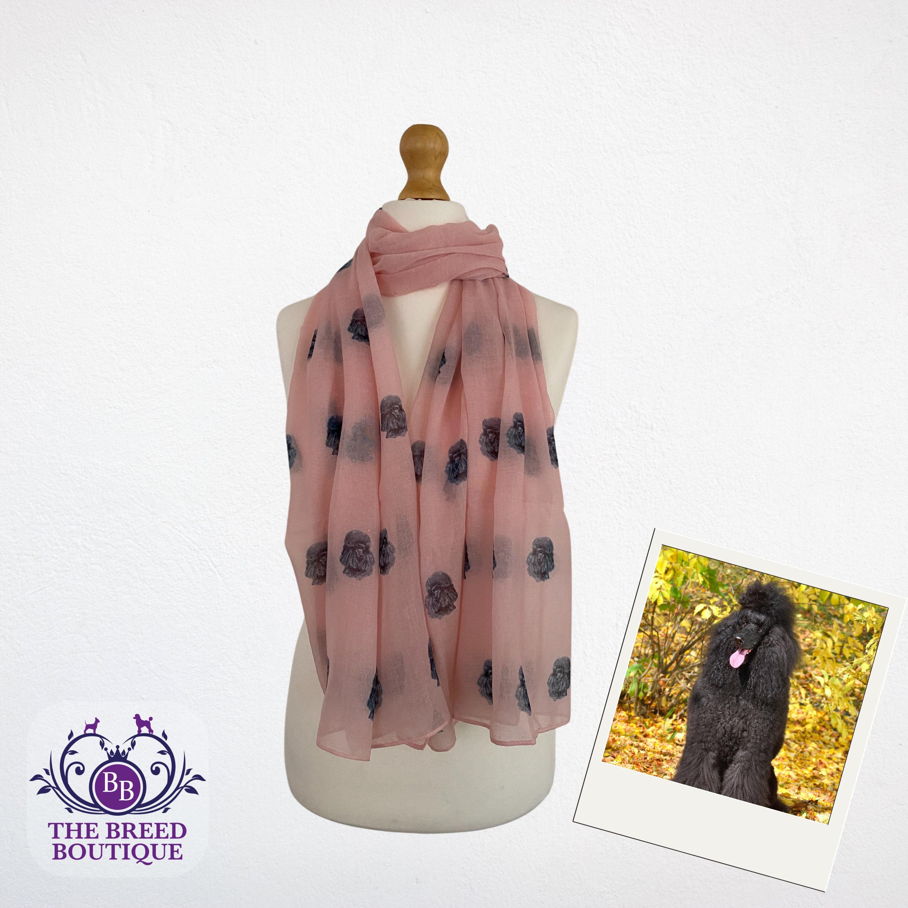 Black Poodle Scarf: Pink Soft Rectangle With Dog Print - Etsy