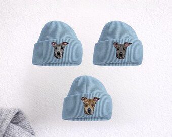Italian Greyhound Embroidered Recycled Beanie: Unisex, Dog Lover Gift with Box