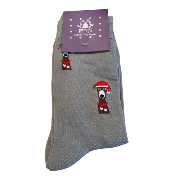 Whippet Greyhound Fun Christmas Socks Unisex One Size Fit UK 5 - 11, EU 38 - 46, US 7.5 - 12 Step into the Festive Season with Style