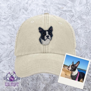 Boston Terrier Embroidered Baseball Cap Unisex Adult Fit 12 Colour Choices Supplied in a White Gift Box