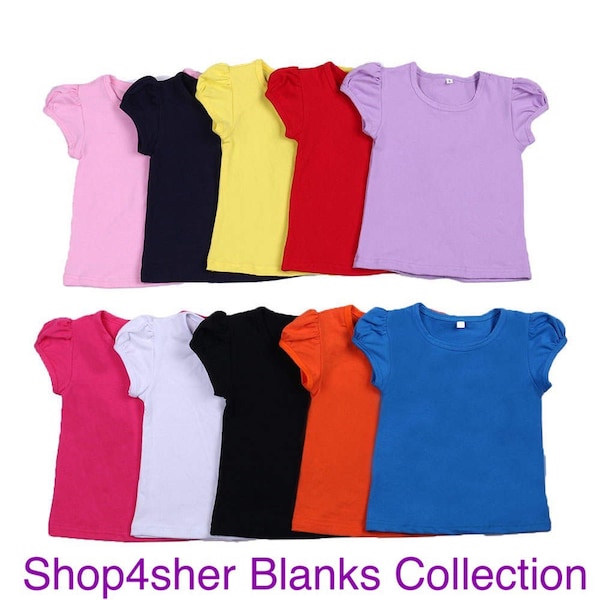 Shop4sher Blank T-Shirt/Puffed Sleeve Blank Shirt/ Appliqué Blank Shirt/Custom Shirt Blanks/ Heat Transfer Blanks/Sublimation Blanks/Iron On