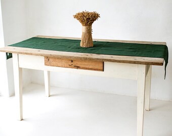 Natural Linen Table Runner: Rustic Softened Wash, 67" Long